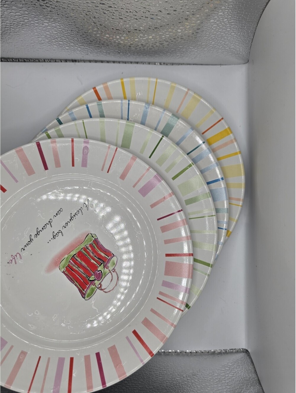 Rosanna Accessories Make The Woman Dessert plate set of 4, 8 1/8", Excellent